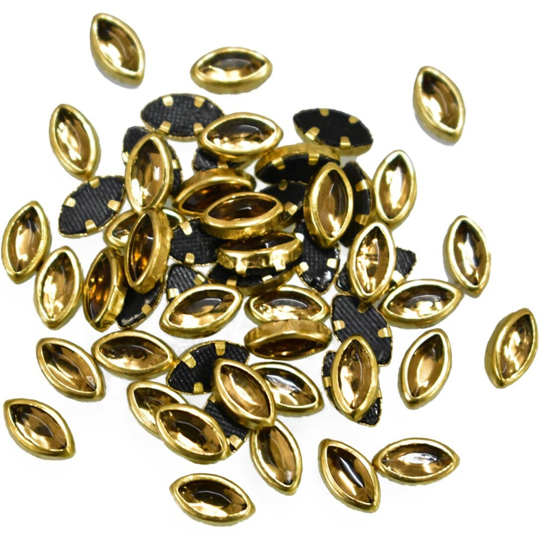Embroiderymaterial Raw Material Flat Glue On Kundan Stones Beads For Jewellery Making, Bangles Work, Maggam Work Material, Stones For Embroidery Work, (Marquise Shape, 5Mm, 500 Pieces),Multicolor
