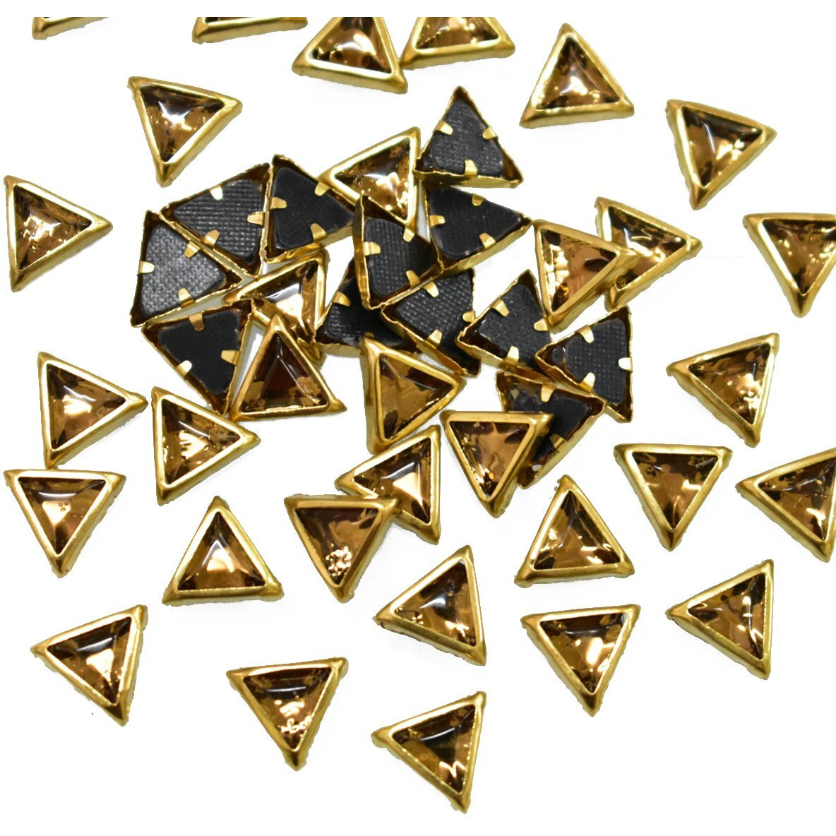 Embroiderymaterial Raw Material Flat Glue On Kundan Stones Beads For Jewellery Making, Bangles Work, Maggam Work Material, Stones For Embroidery Work,(Triangle Shape, 10Mm, 500 Pieces),Multicolor