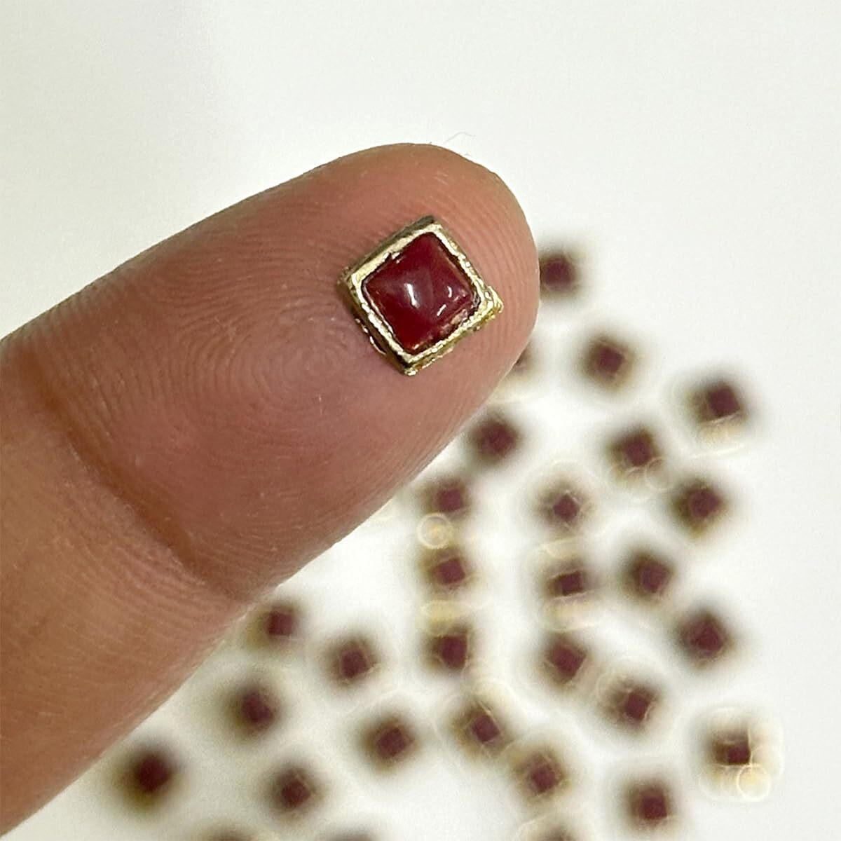 Embroiderymaterial Flat Back Raised Sew On Kundan Stones Beads For Craft Work, Embroidery Work, Jewellery Work, Aari Work, Maggam Work Etc (100Pieces, 6Mm, Square Shape, Maroon)