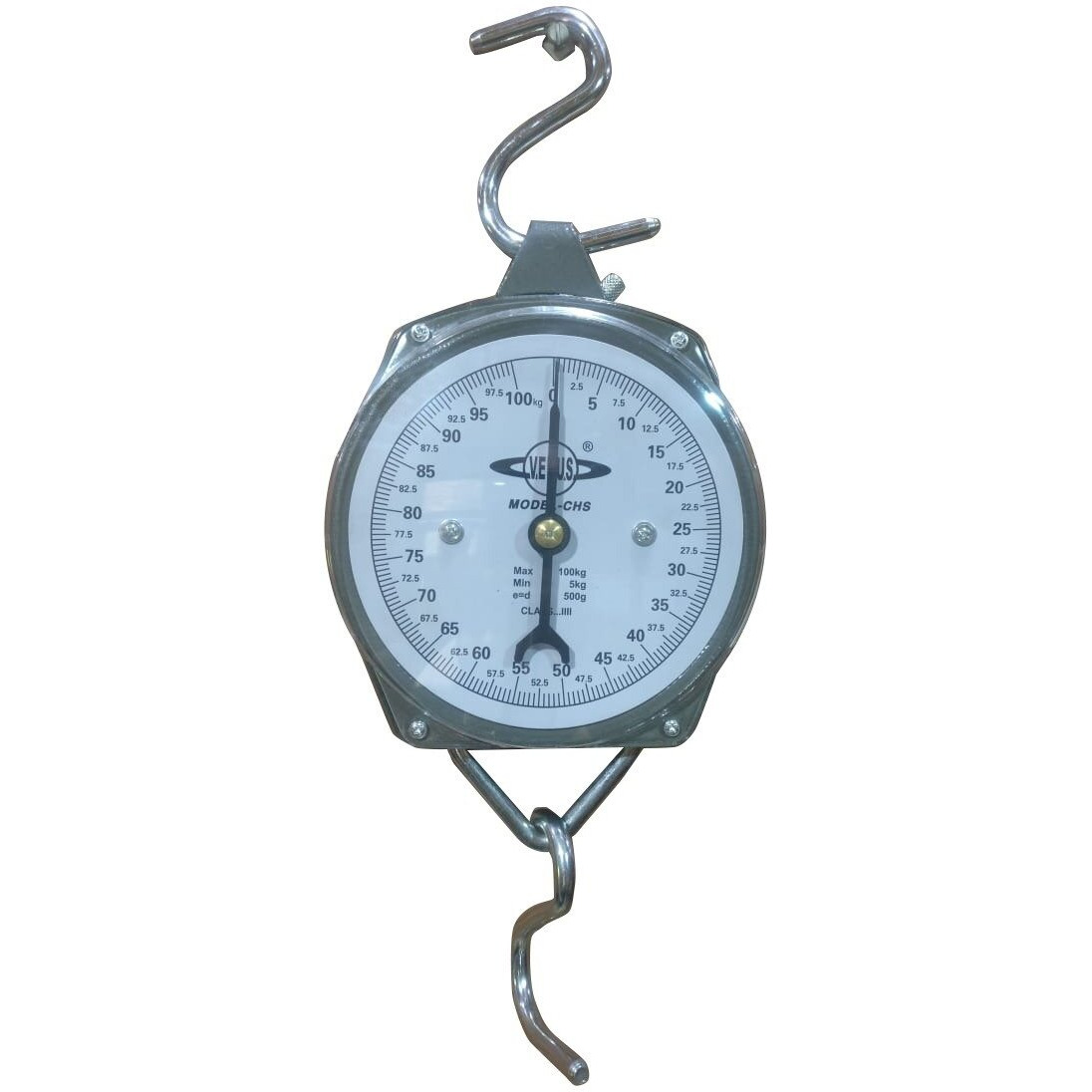 Pesca Venus Commercial Hanging Weighing Scale - 100Kg, Silver