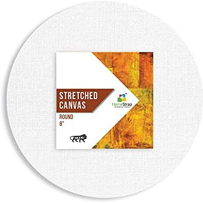Homestrap 8 Oz Primed Cotton Pre Stretched 8 Inch Round Canvas With Wooden Frame  Pack Of 2