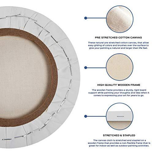 Homestrap 8 Oz Primed Cotton Pre Stretched 8 Inch Round Canvas With Wooden Frame  Pack Of 2