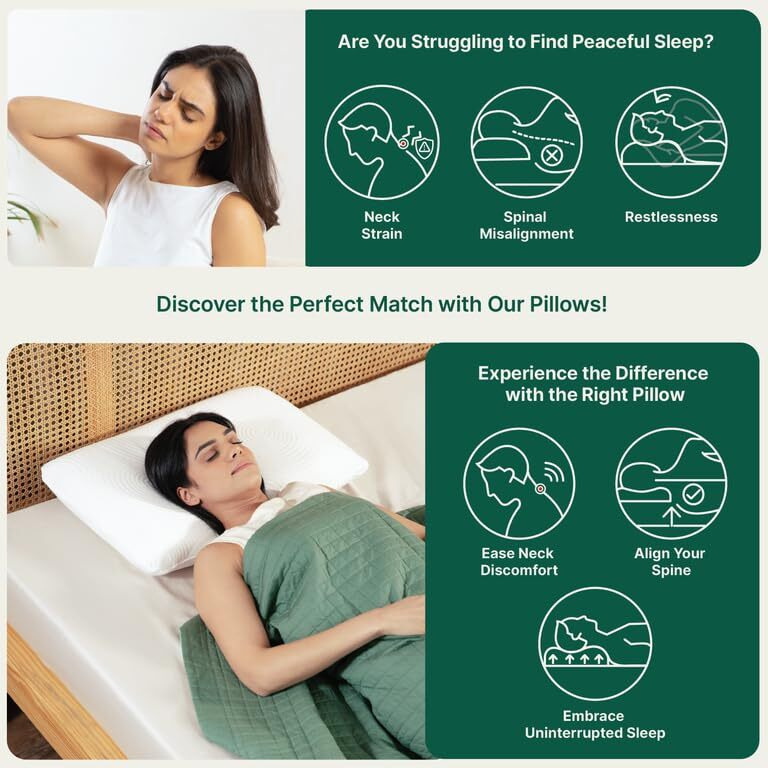 The White Willow Memory Foam Pillow Set Of 2 For Neck & Shoulder Pain Relief-Cervical Pillow For Sleeping-Orthopedic Bed Pillow For Back, Side & Stomach Sleepers-Medium Firm-King Size-4" H-White