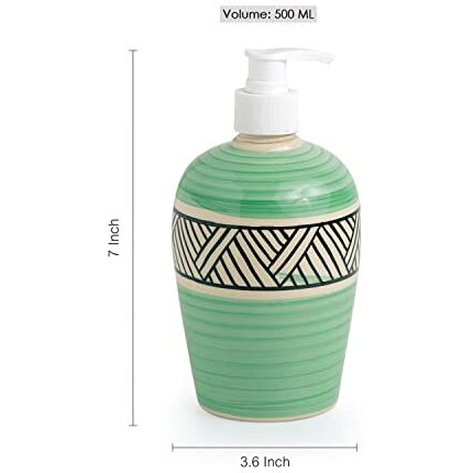 Exclusivelane 'sea Green Sky' 3 Piece Ceramic Bathroom Accessories Set Of 3 (Soap Tray, Ceramic Toothbrush Holder For Bathroom, Liquid Soap Dispenser For Bathroom) | Soap Holder For Bathroom Organiser