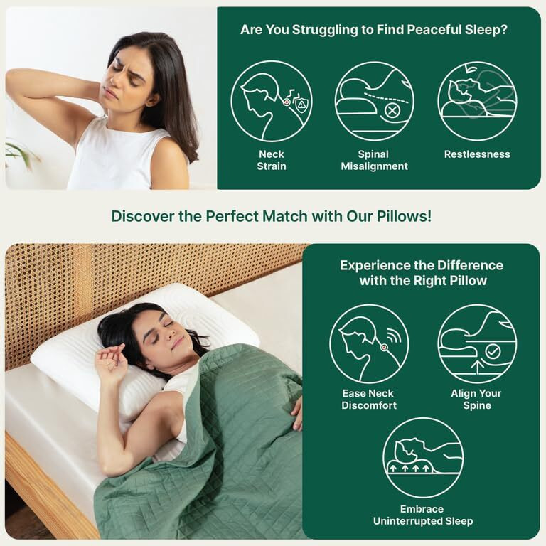 The White Willow Memory Foam Pillow Set Of 2 For Neck & Shoulder Pain Relief-Cervical Pillow For Sleeping-Orthopedic Bed Pillow For Back, Side & Stomach Sleepers-Medium Firm-King Size-4" H-Cream