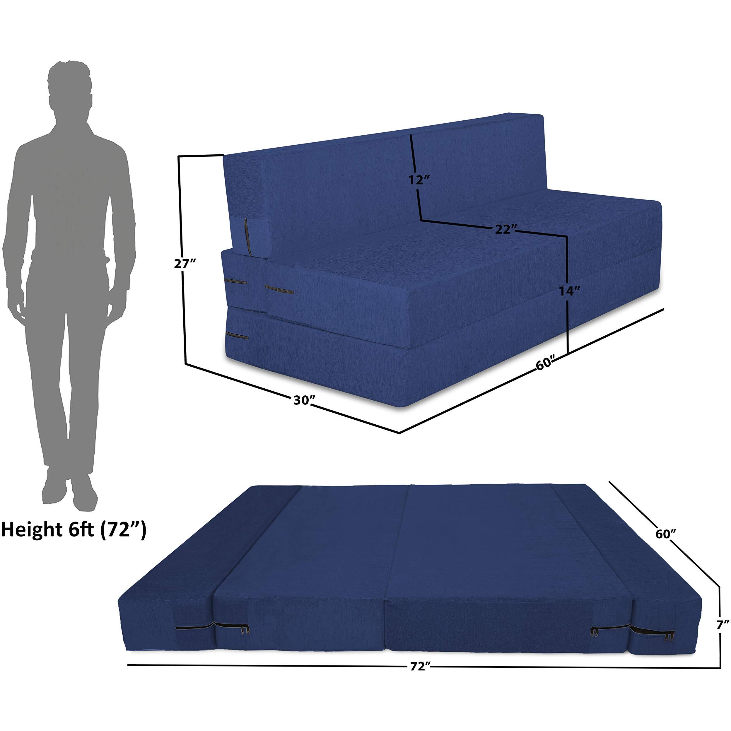 Adorn India Easy Three Seater Sofa Cum Bed Alyn 5'X 6' (Dark Blue)(1 Year Warranty)