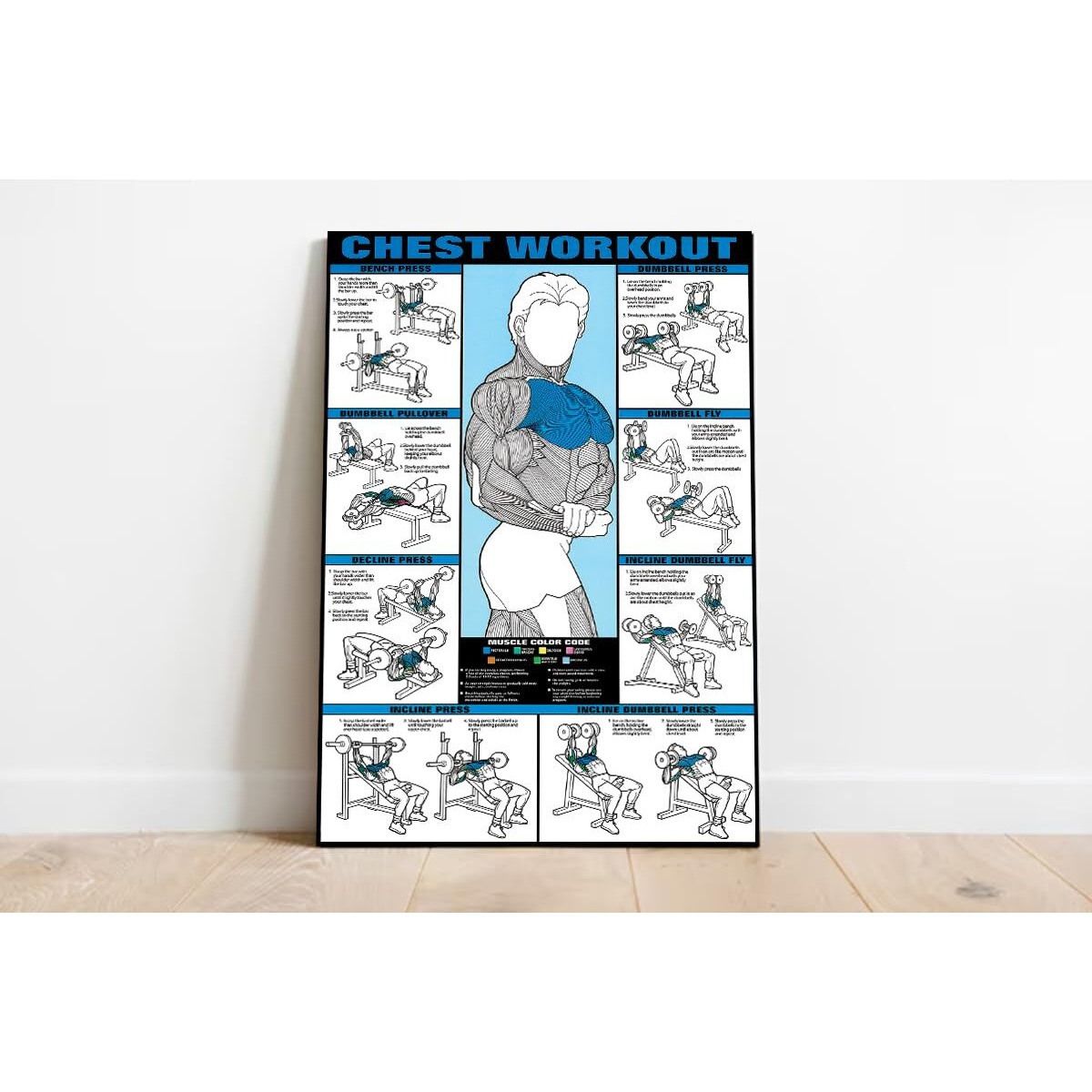 Namaste Home Motivational Gym Poster - Chest Workout & Exercise Poster (Laminated Paper, 18X12 Inches, Multicolour)