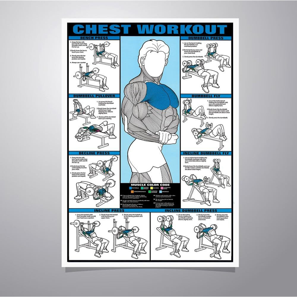 Namaste Home Motivational Gym Poster - Chest Workout & Exercise Poster (Laminated Paper, 18X12 Inches, Multicolour)