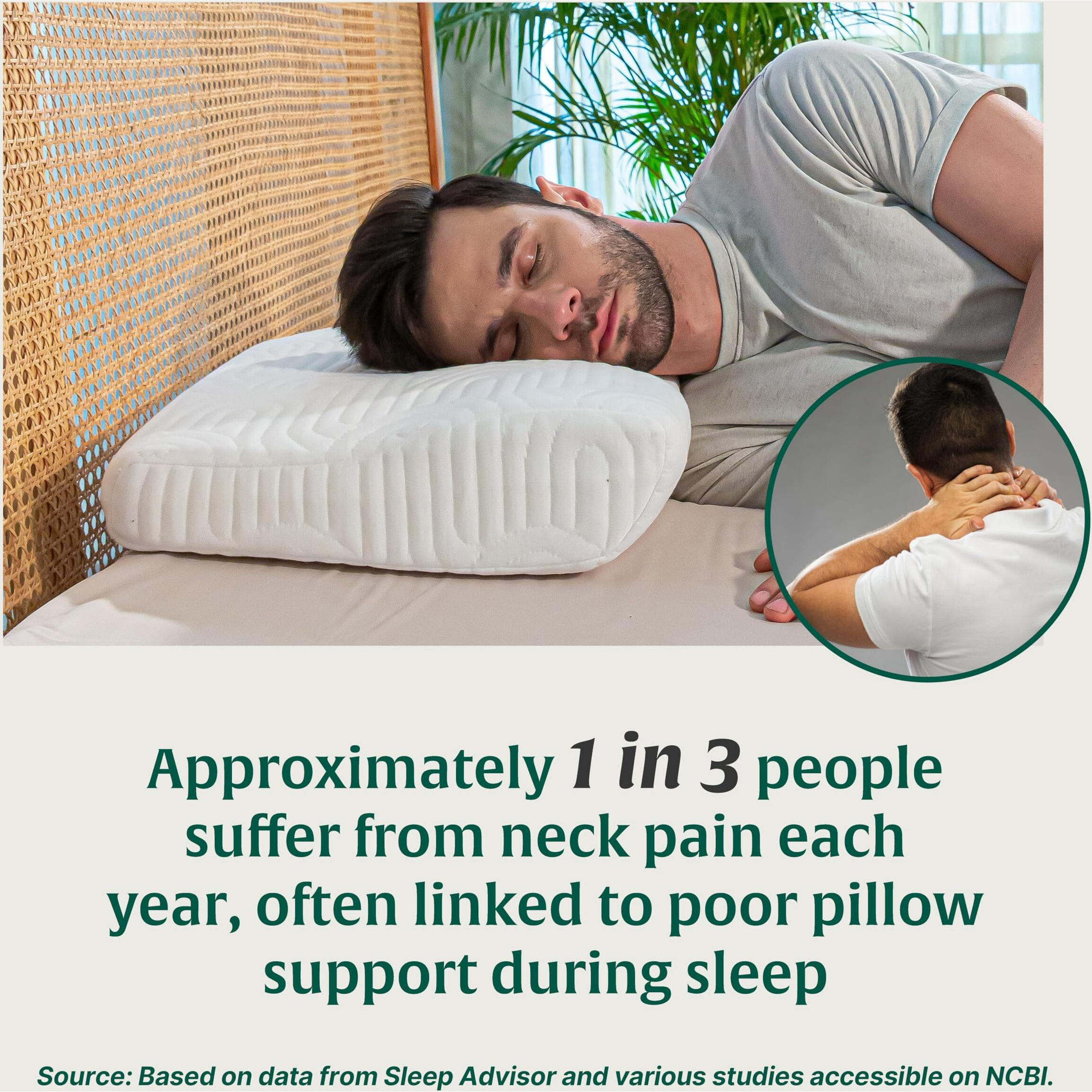 The White Willow Contour Ergonomic Cervical Orthopedic Memory Foam Pain Relief Bed Pillow - 23.5" L X 15" W X 4.5" H, Multicolor