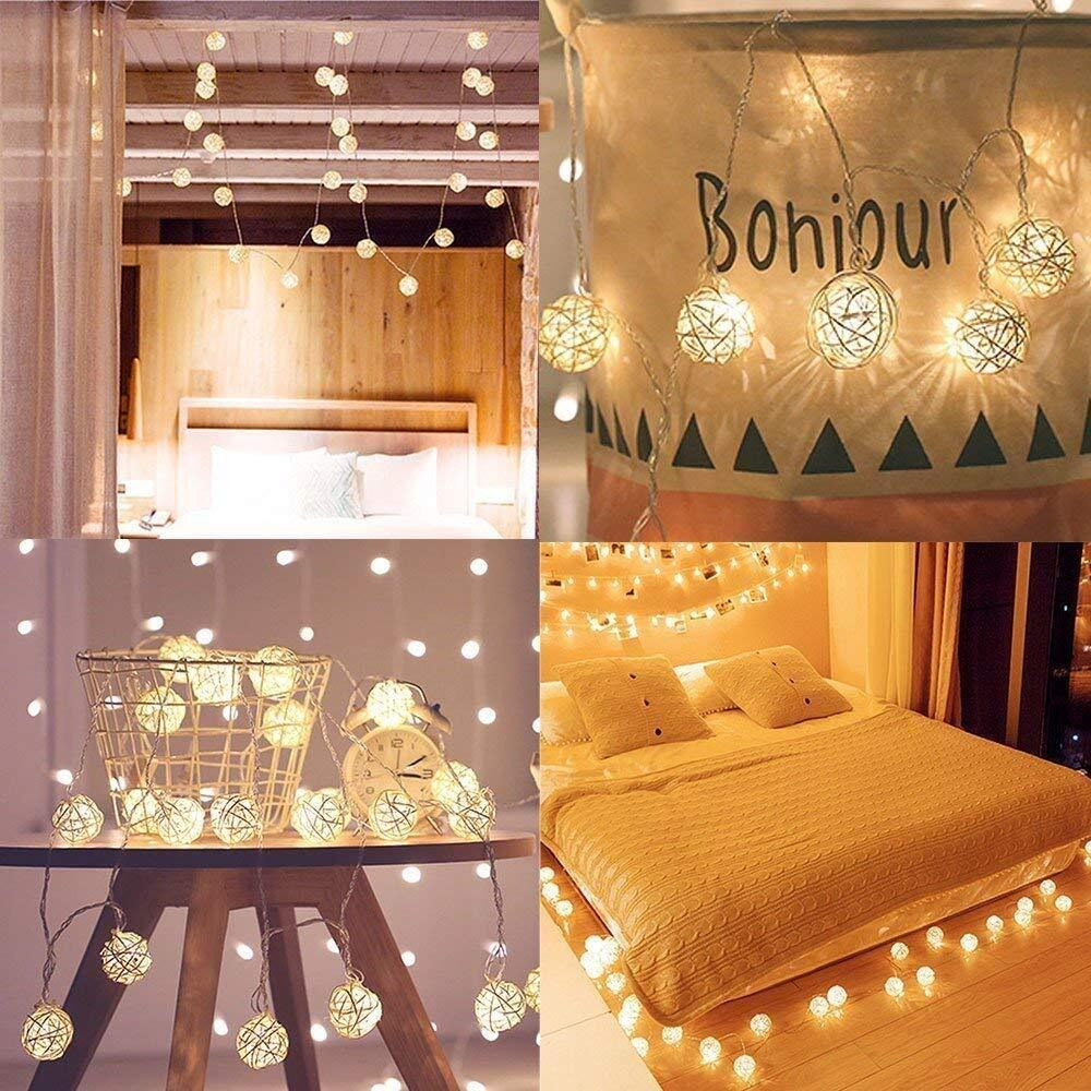 Mansaa Led Lights For Decoration | 18 Months Warranty, 20 Gold Balls | Christmas Decorations, Light Decor, Christmas Lights, Lights For Decoration, Christmas Decor With 2 Mtr Length (Yellow, 1 Pack)