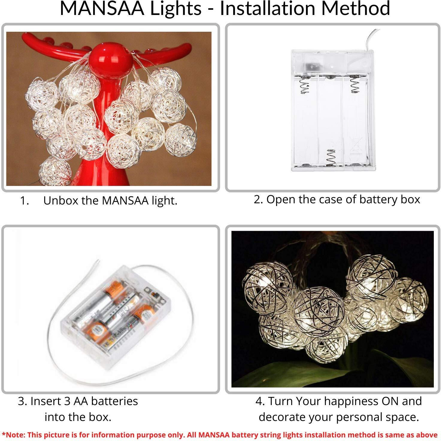Mansaa Led Lights For Decoration | 18 Months Warranty, 20 Silver Balls | Christmas Decorations, Light Decor, Christmas Lights, Lights For Decoration, Christmas Decor With 2 Mtr Length (White, 1 Pack)