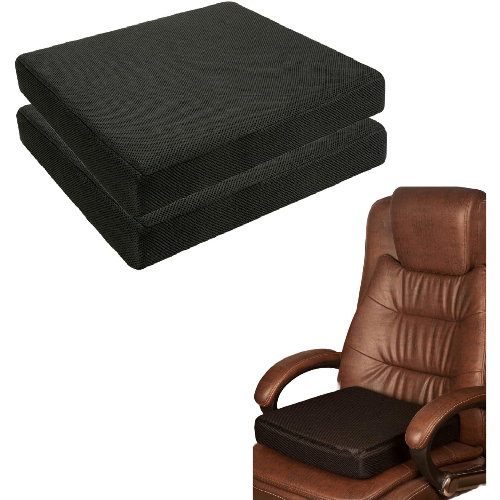The White Willow Chair Cushion Pad-Set Of 2 Seat Cushion For Chair-Hr & Memory Foam Car Seat Cushion-Tailbone, Hip & Back Pain Relief Sitting Pillow-Floor & Office Chair Cushion-(16" Lx16 Wx3 H)