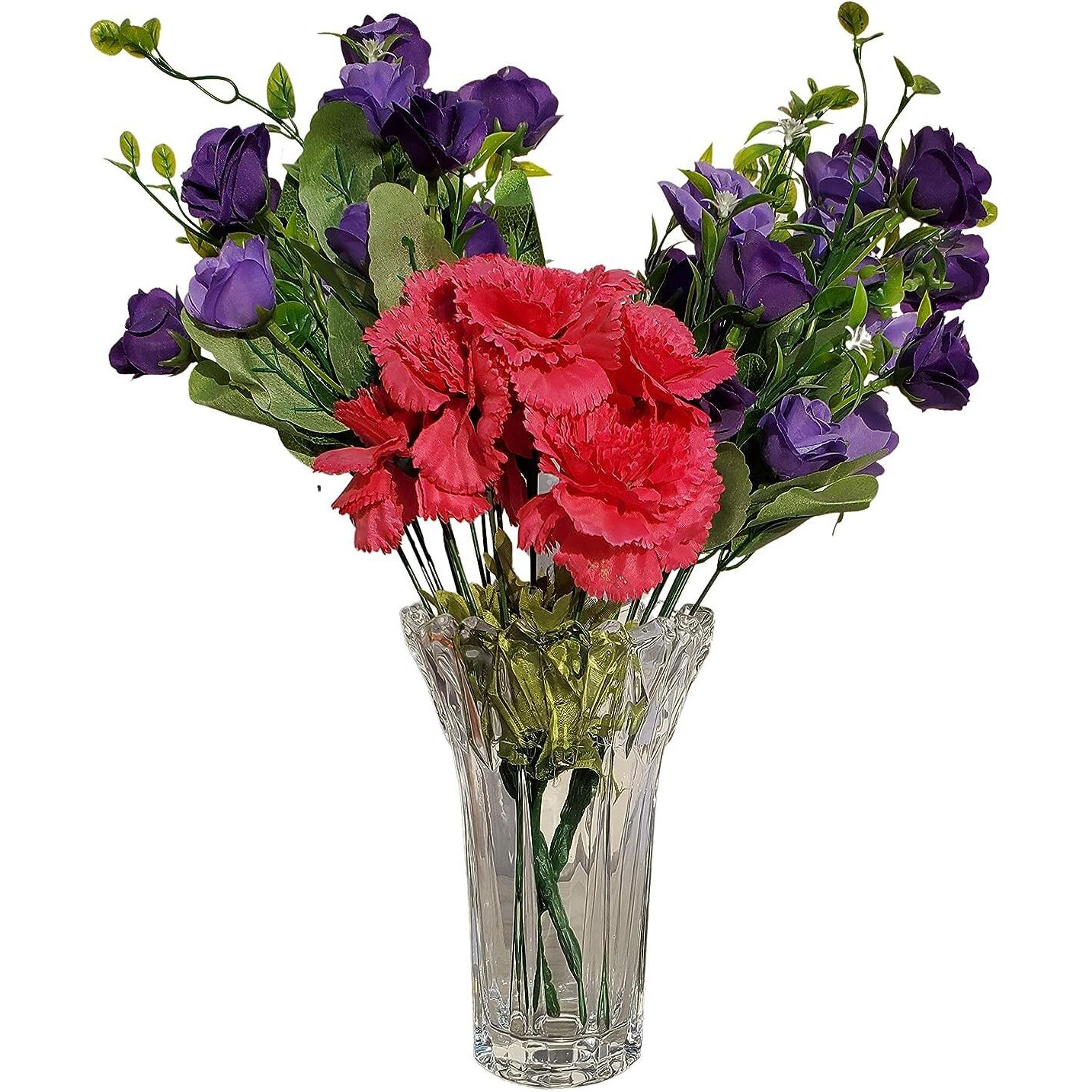 Pure Source India Glass Dimond Cut Flower Vase (Crystal Clear 9 Inch)