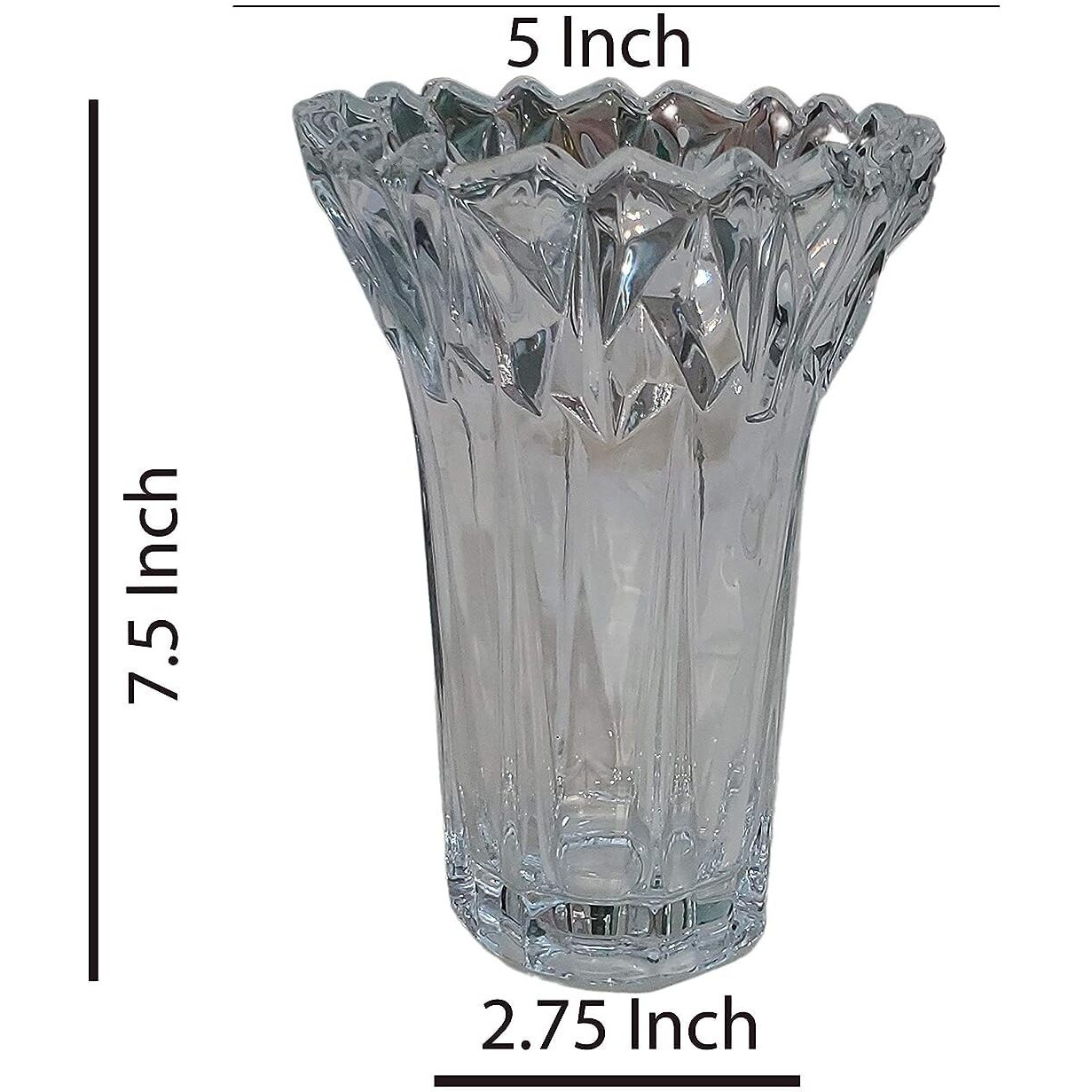 Pure Source India Glass Dimond Cut Flower Vase (Crystal Clear 9 Inch)