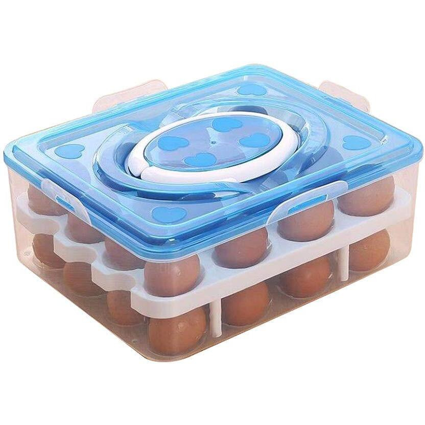 Styleys Plastic Egg Box, Egg Tray For Fridge (32 Eggs) 1 Piece, Blue, Rectangular