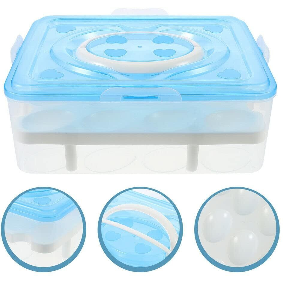 Styleys Plastic Egg Box, Egg Tray For Fridge (32 Eggs) 1 Piece, Blue, Rectangular