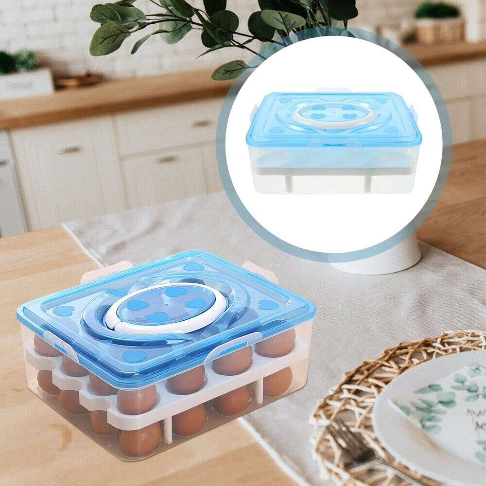 Styleys Plastic Egg Box, Egg Tray For Fridge (32 Eggs) 1 Piece, Blue, Rectangular