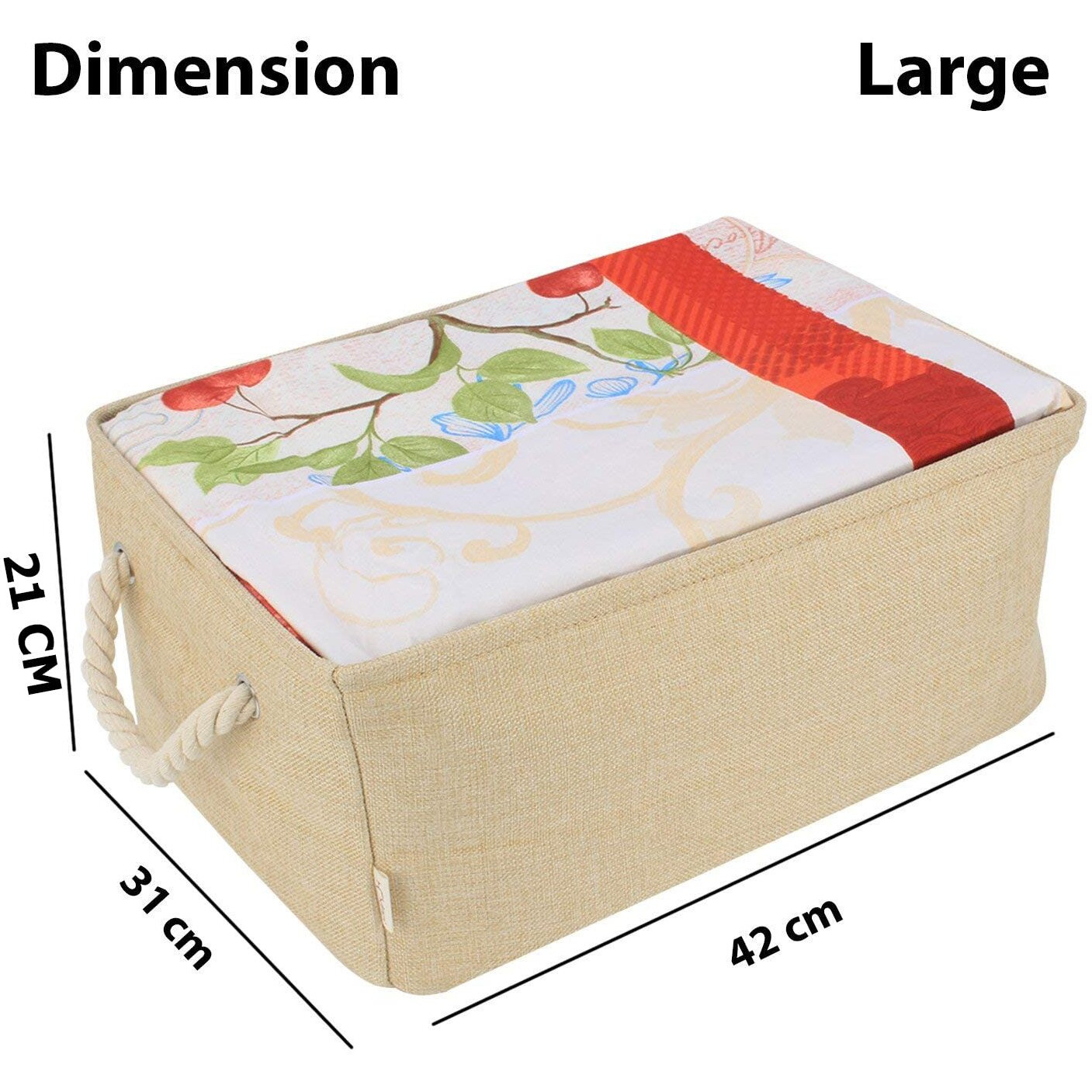 Styleys Foldable Laundry Bag Storage Basket Bins Organizer, Pack Of 3 (S11053 - Beige)(Cotton)