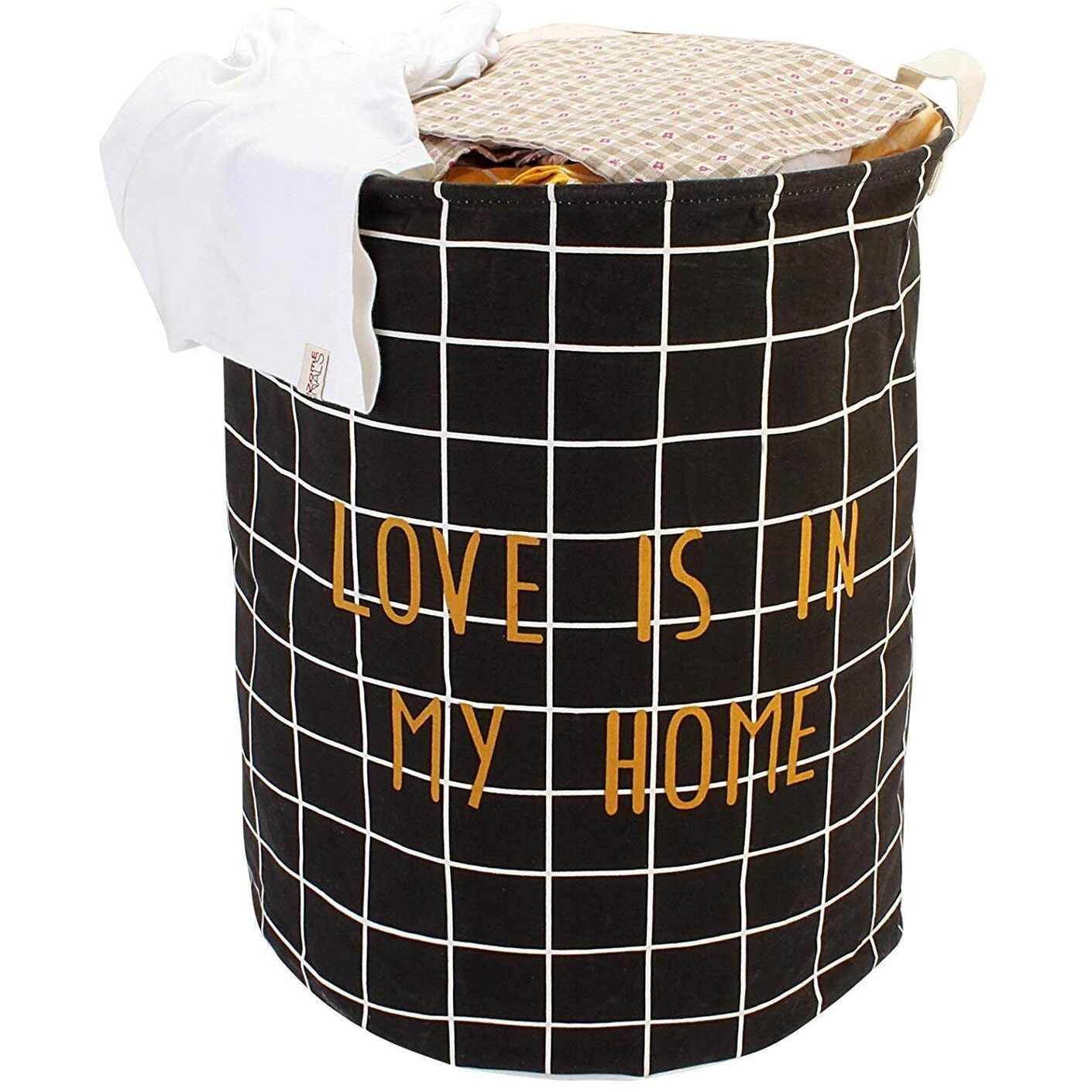 Styleys Foldable Cloth Laundry Bag Hamper, Large 63 Litere (S11052 - Black Stripe)