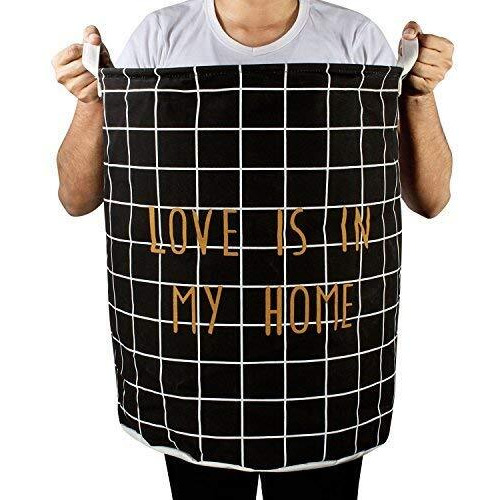 Styleys Foldable Cloth Laundry Bag Hamper, Large 63 Litere (S11052 - Black Stripe)
