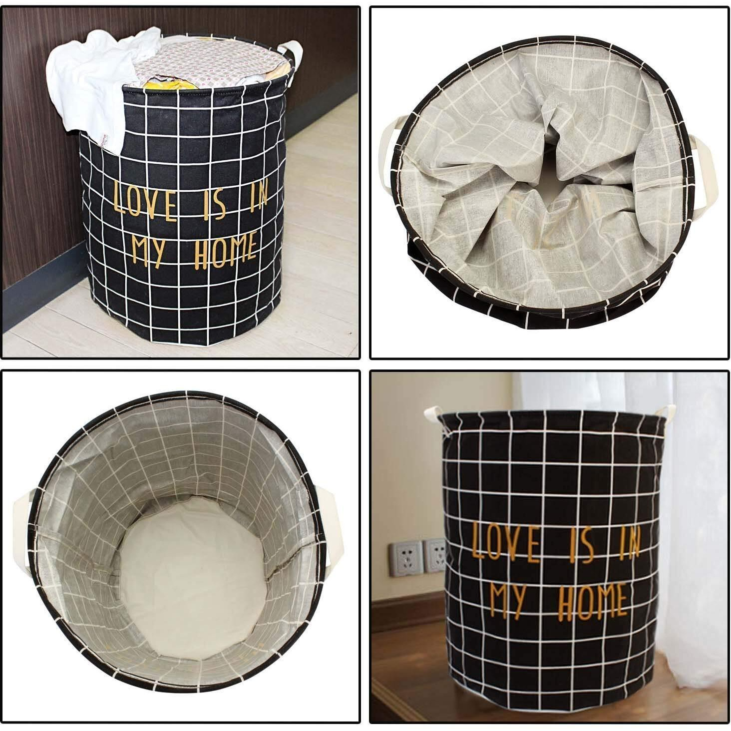 Styleys Foldable Cloth Laundry Bag Hamper, Large 63 Litere (S11052 - Black Stripe)