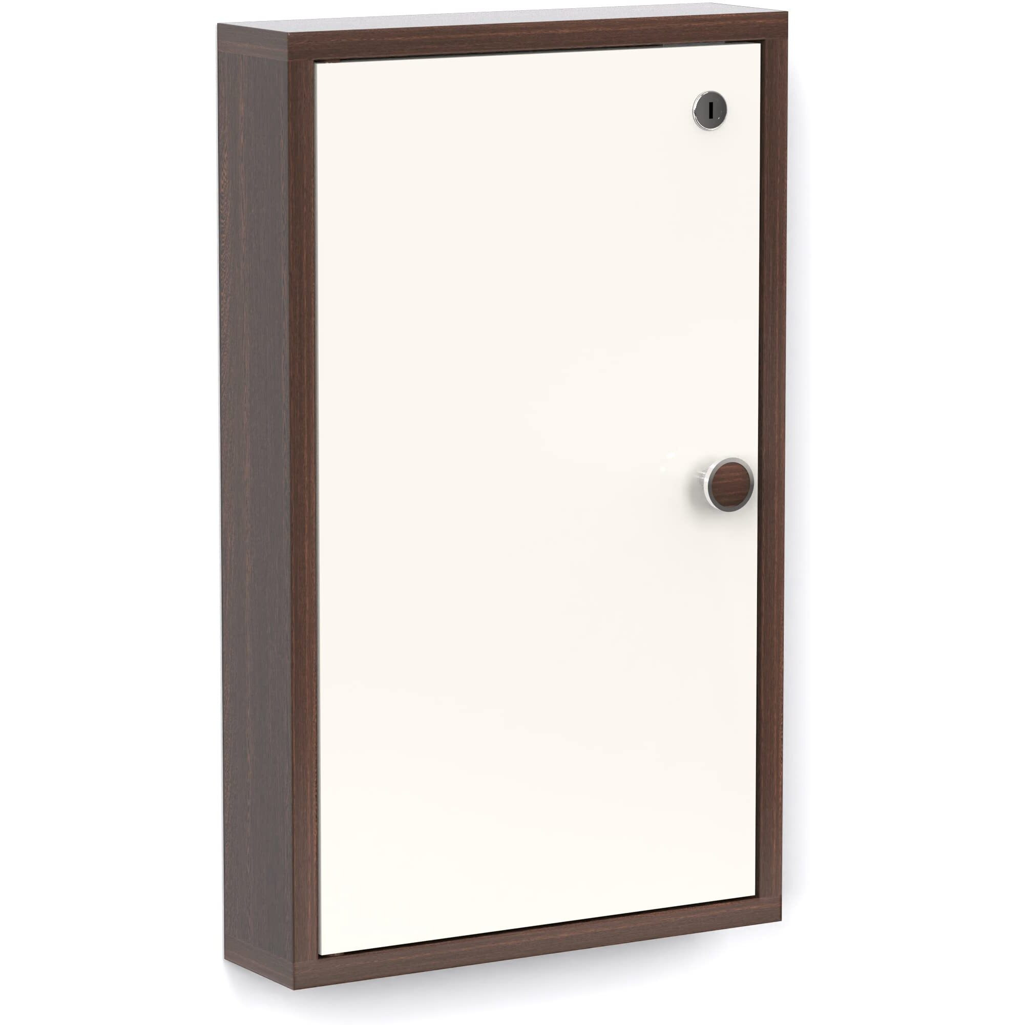 Bluewud Torene Engineered Wood Wall Mount Key Box Cabinet, Key Holder With Locker Upto 40 Keys For Living Room Home Furniture (Wenge & White)