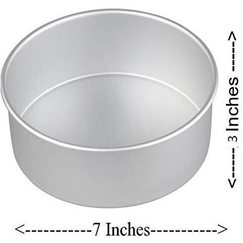 Rinkle Trendz Aluminium Round Cake Mould (Cake Pan,Tin) Fixed Bottom (Inch 7X3)