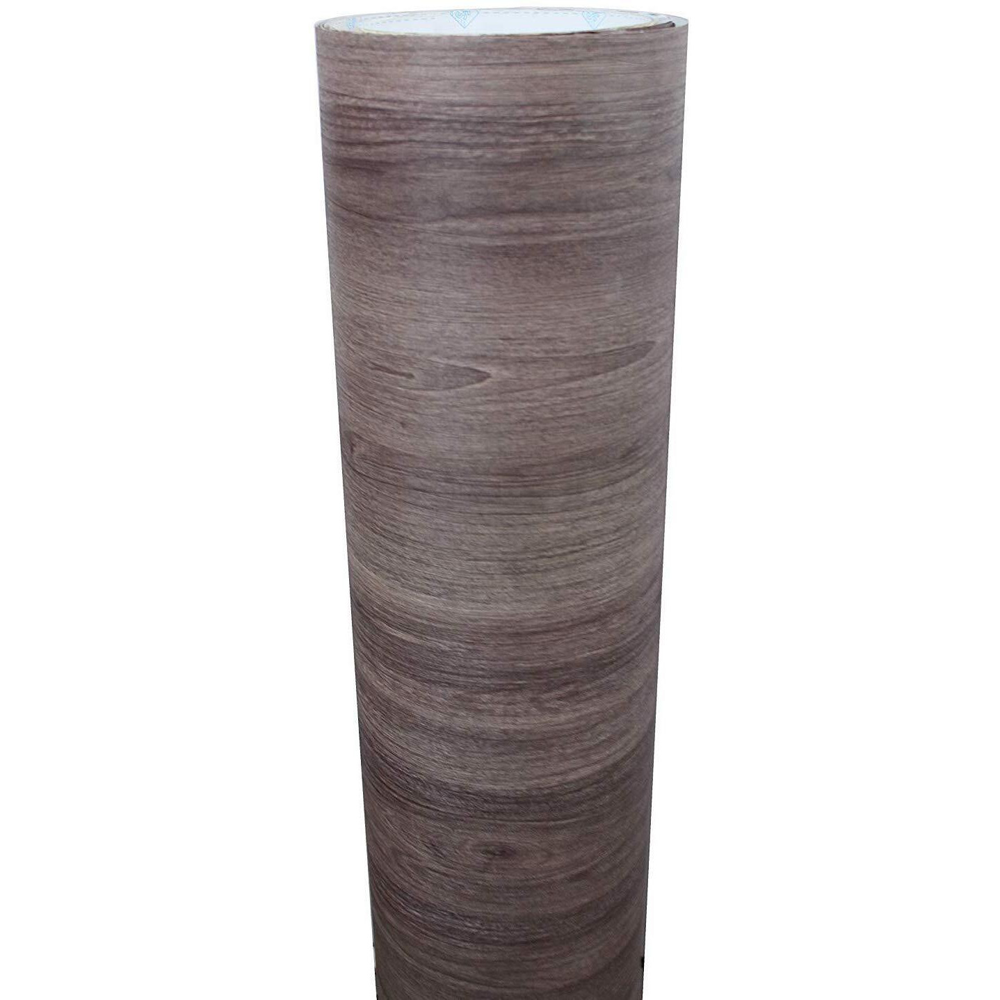 Elton Light Purple Brown Teak Wood Grain Textured Self Adhesive Almirah Skin - 36X72 Inch