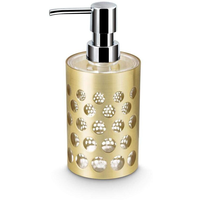 Freelance Miami Polystyrene 4 Pieces Bathroom Set-Dispenser, Toothbrush Holder, Tumbler & Soap Dish (Golden)