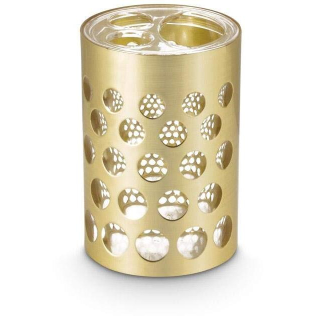 Freelance Miami Polystyrene 4 Pieces Bathroom Set-Dispenser, Toothbrush Holder, Tumbler & Soap Dish (Golden)