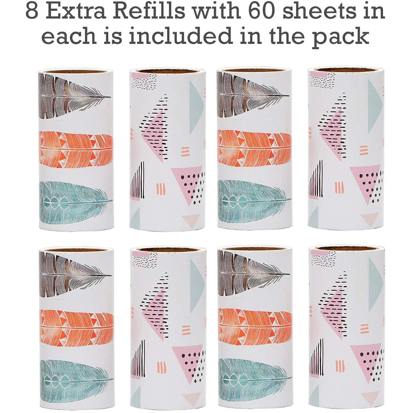 Store 2508 Lint Roller With Cover (60 Sheet) + 8 Refills (60 Sheets Each), One Sticky Lint Roller With 60 Sheets