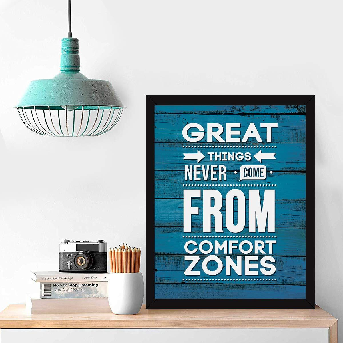 Chaka Chaundh Acrylic - Motivational Quotes Frames - Framed Posters (14 X 11 Inches) (Great Things - Blue)