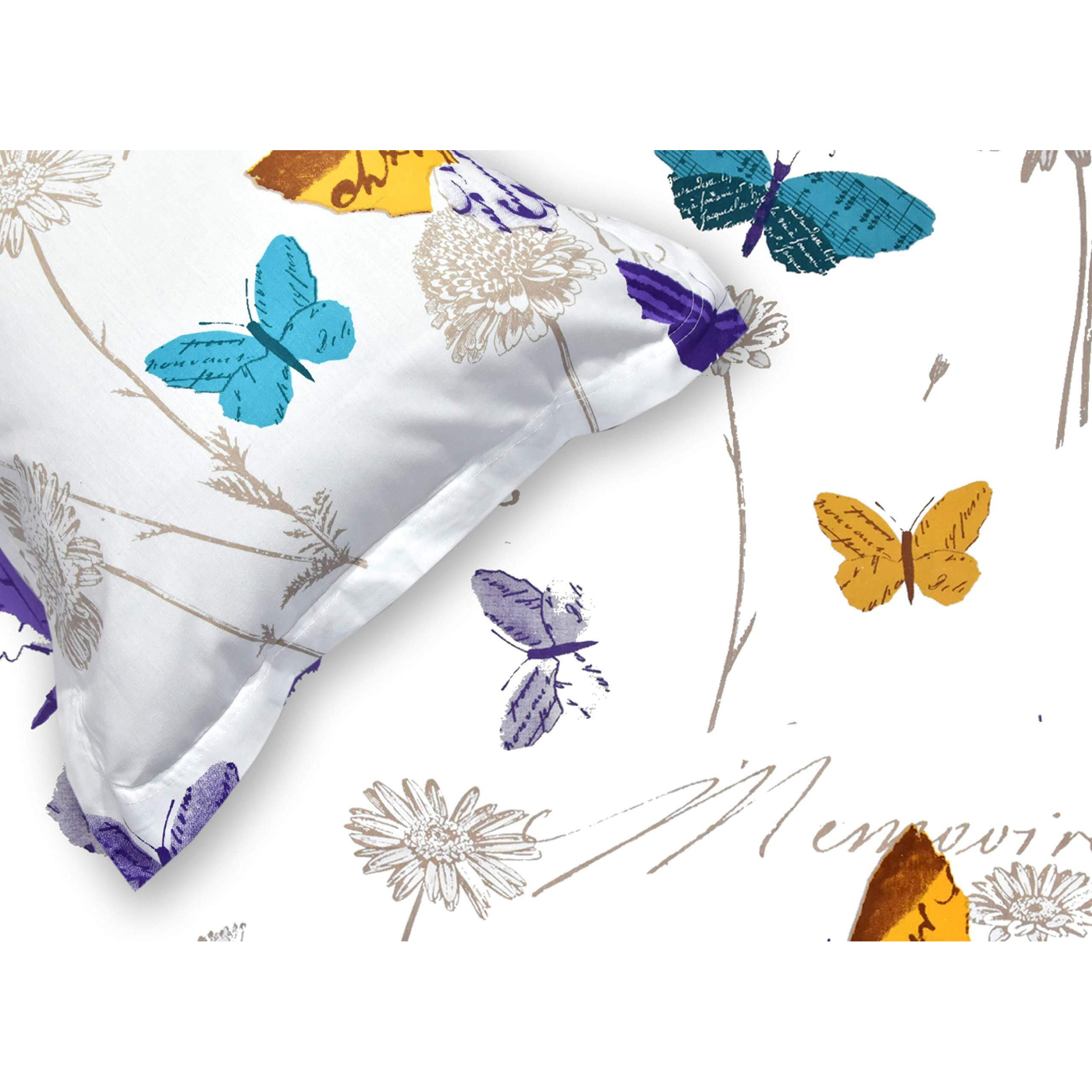 Haus & Kinder Double Size Bedsheets For Bed, 186 Tc, 100% Cotton Bed Sheet For Queen Size Bed With 2 Pillow Covers, Bedsheet With French Riviera Design