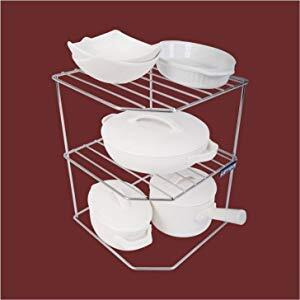 Levon Sturdy Stainless Steel Corner Shelf Rack For Plates, Bowls & Cups In Kitchen - Size (255 X 255 X 320 Mm)