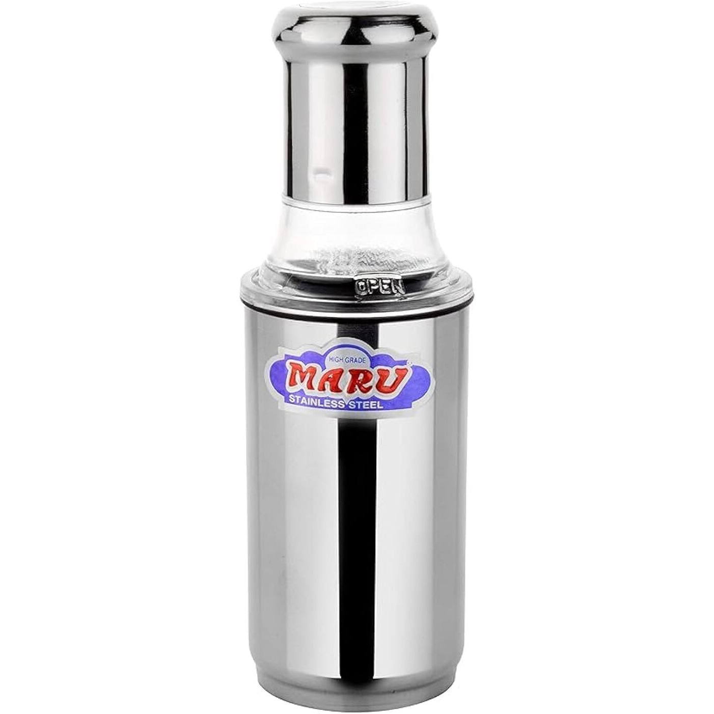 Maru Stainless Steel Oil Bottle For Cooking 350Ml, Leakproof Designed Small Oil Container For Easy Storing&Instant Pouring With Easy-Removeable Nozzle From Can, One-Handed Grip For Effortless Cooking
