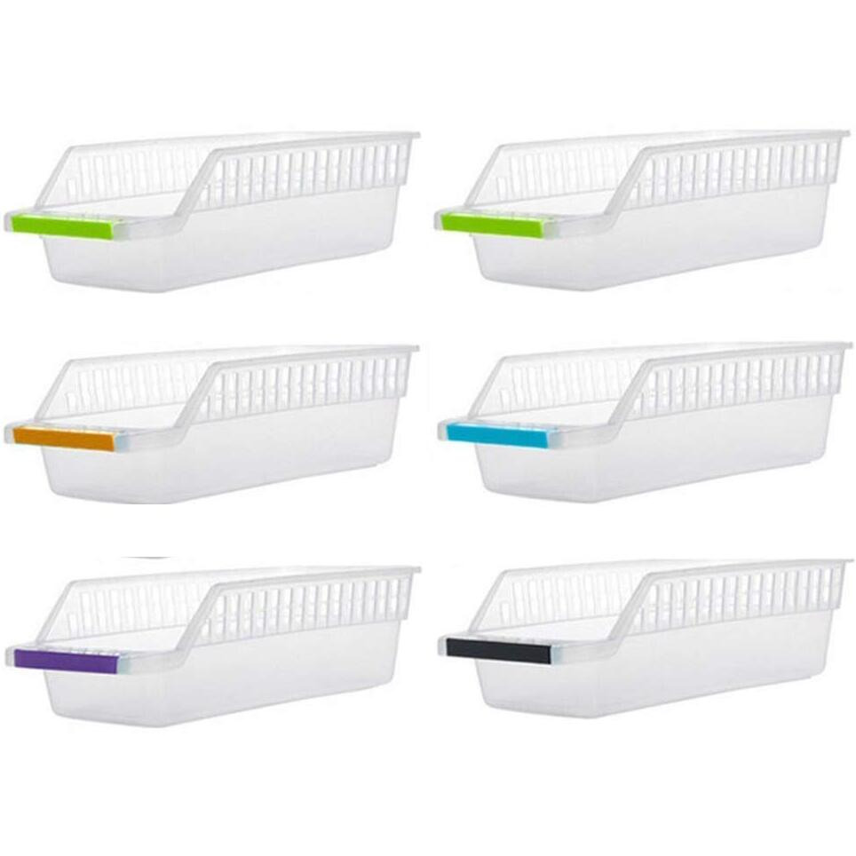 Inditradition Plastic Fridge Organizer Bins- 6 Pieces, Transparent.