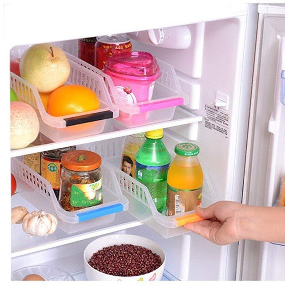 Inditradition Plastic Fridge Organizer Bins- 6 Pieces, Transparent.