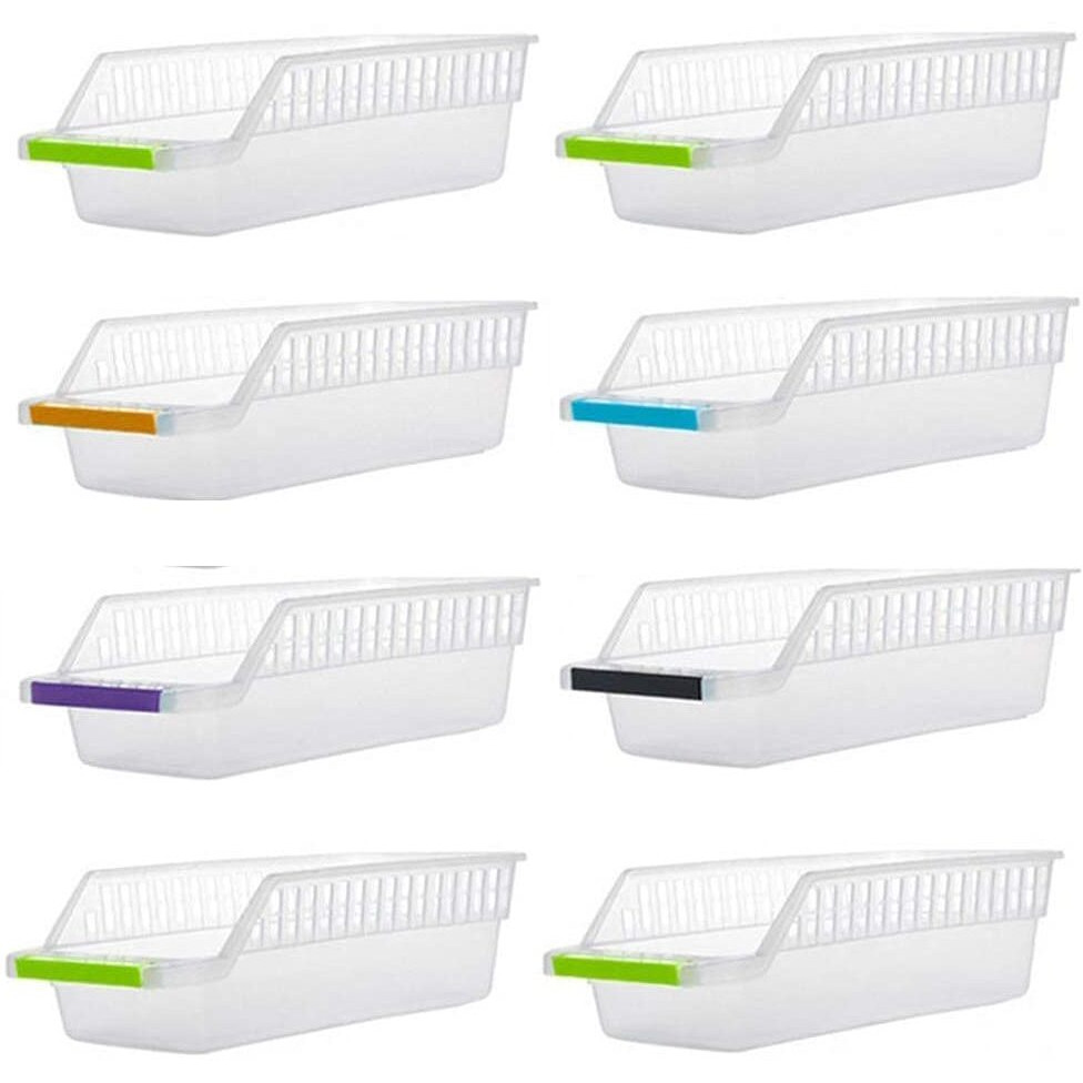 Inditradition Space Saver Fridge Organizer Bins | Stackable Refrigerator Food Storage Organizer, Food Grade Plastic (Pack Of 8)
