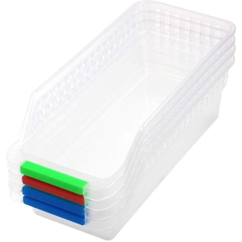 Inditradition Space Saver Fridge Organizer Bins | Stackable Refrigerator Food Storage Organizer, Food Grade Plastic (Pack Of 8)
