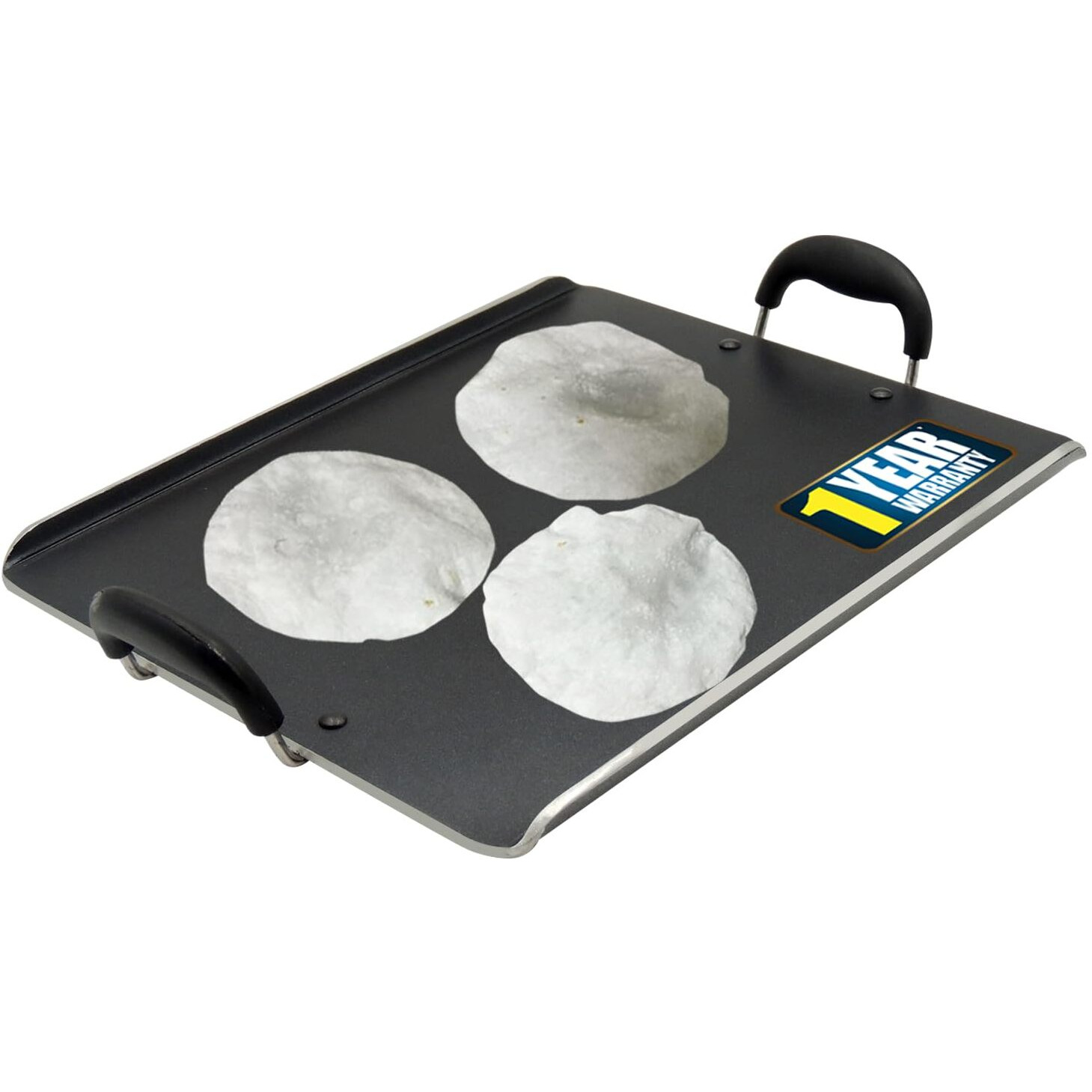 Ibell 3833Dlx Non Stick Tawa, Dosa Roti Chapati Pathiri Tawa, Large Rectangular Aluminium Body With Bended Edge, 37.5Cm X 31.5Cm With 5Mm Thickness (Black)