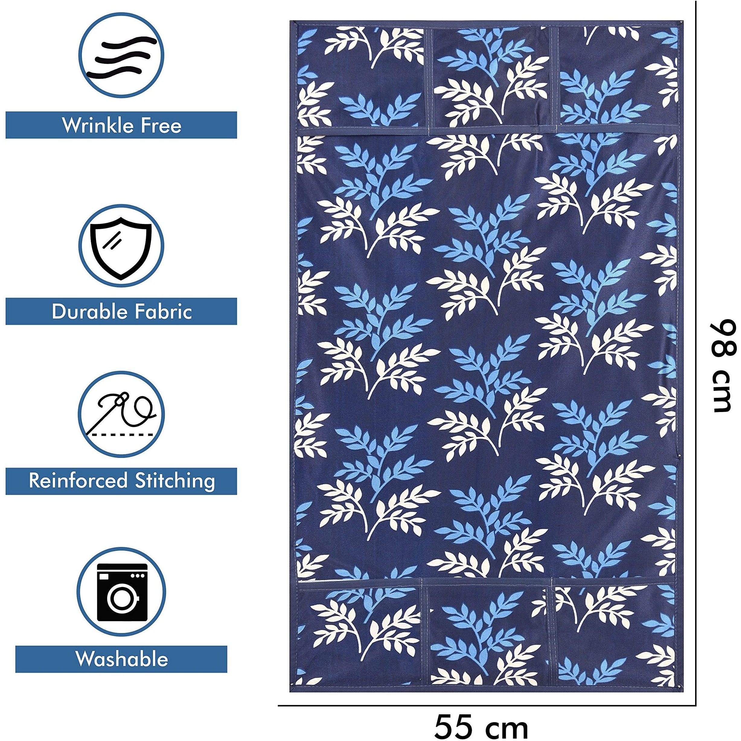 Yellow Weaves Combo Of Fridge Top Cover, 1 Handle Cover + 3 Fridge Mats, 5 Piece Set(Blue)