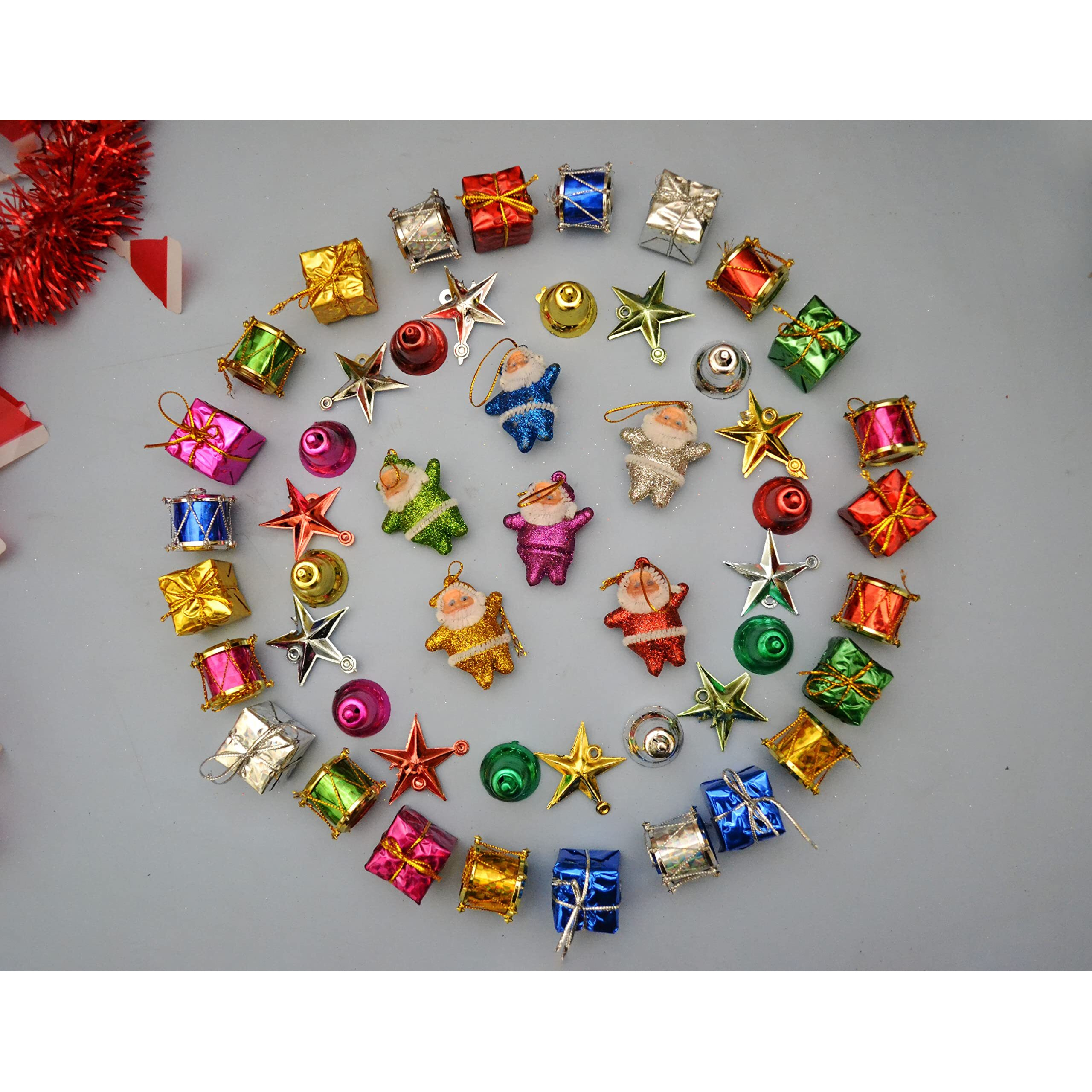 Collectible India 50 Pcs Christmas Mini Ornaments Decoration Set - Christmas Tree Decoration Items, Christmas Decorations, Christmas Decorations For Tree, Christmas Ornaments, Christmas Decor