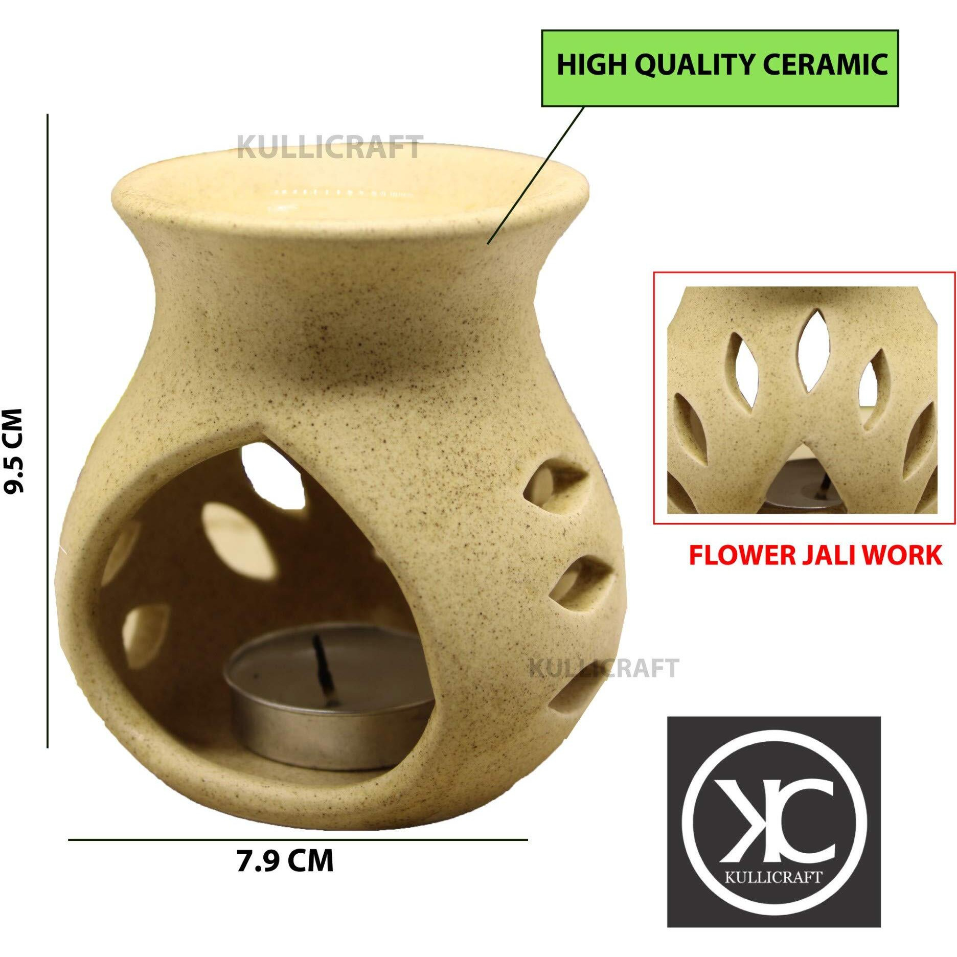 Kc Kullicraft Ceramic Aroma Diffuser Oil Burner Clay Lamp Wax Warmer Tea Light Holder, Pack Of 3