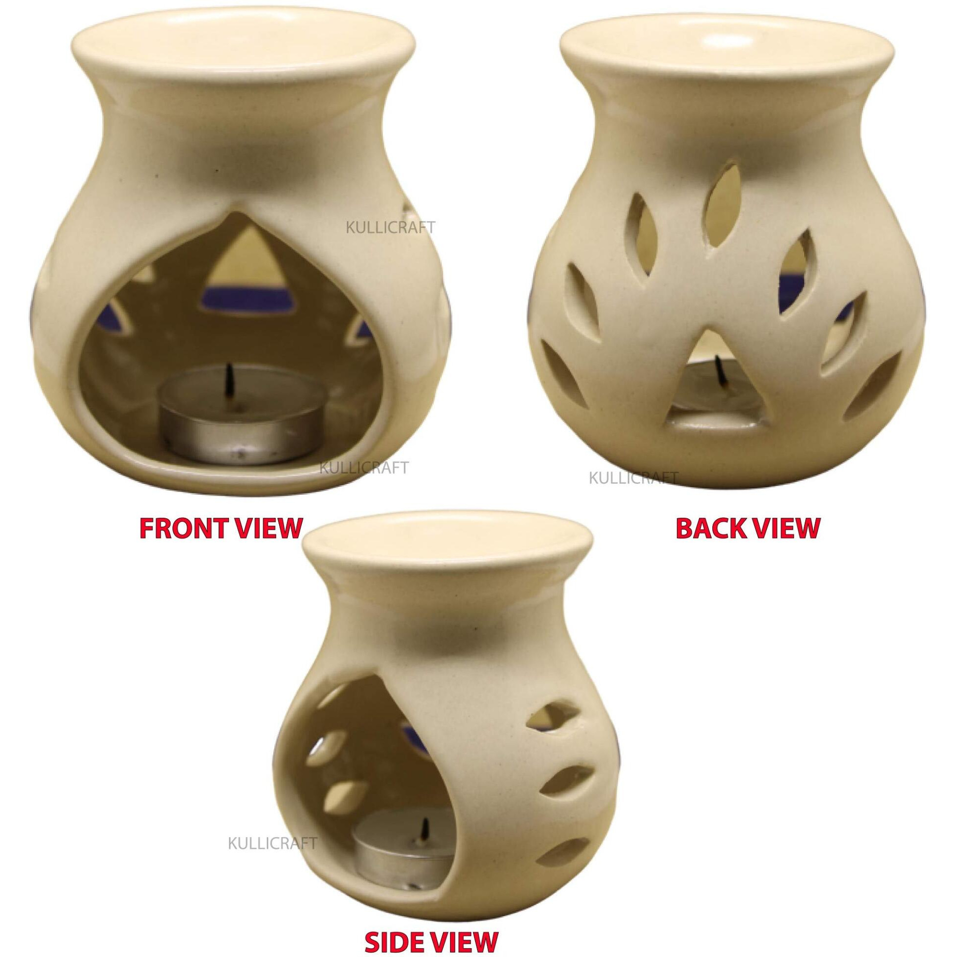 Kc Kullicraft Ceramic Aroma Diffuser Oil Burner Clay Lamp Wax Warmer Tea Light Holder, Pack Of 3