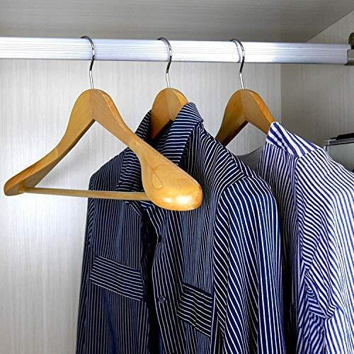 Ginoya Brothers Cherry Heavy Duty Wide Shoulder Solid Wood Suit Hanger For Coat, Jacket, Pants, Clothes, Durable Wooden Hanger (9 Pieces)