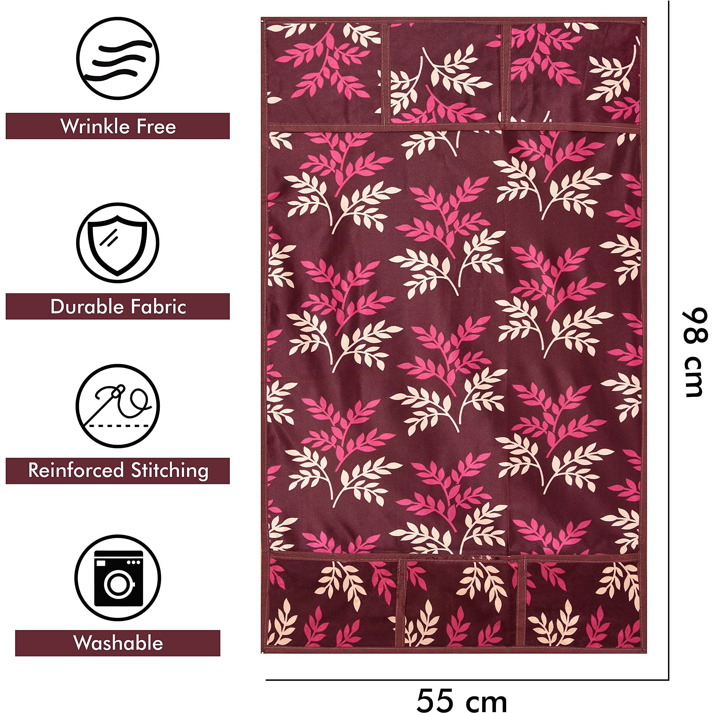 Yellow Weaves Combo Of Fridge Top Cover, 2 Fridge Handle Covers + 4 Fridge Mats (Multi, 7 Piece Set)