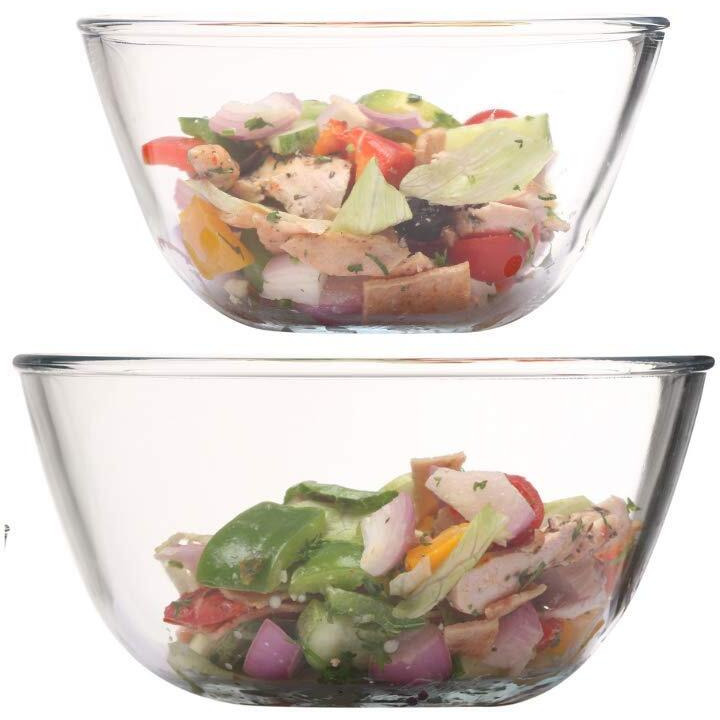 Femora Borosilicate Glass Microwave Safe All-Purpose Mixing Bowls,2100 Ml, 2650 Ml, Set Of 2