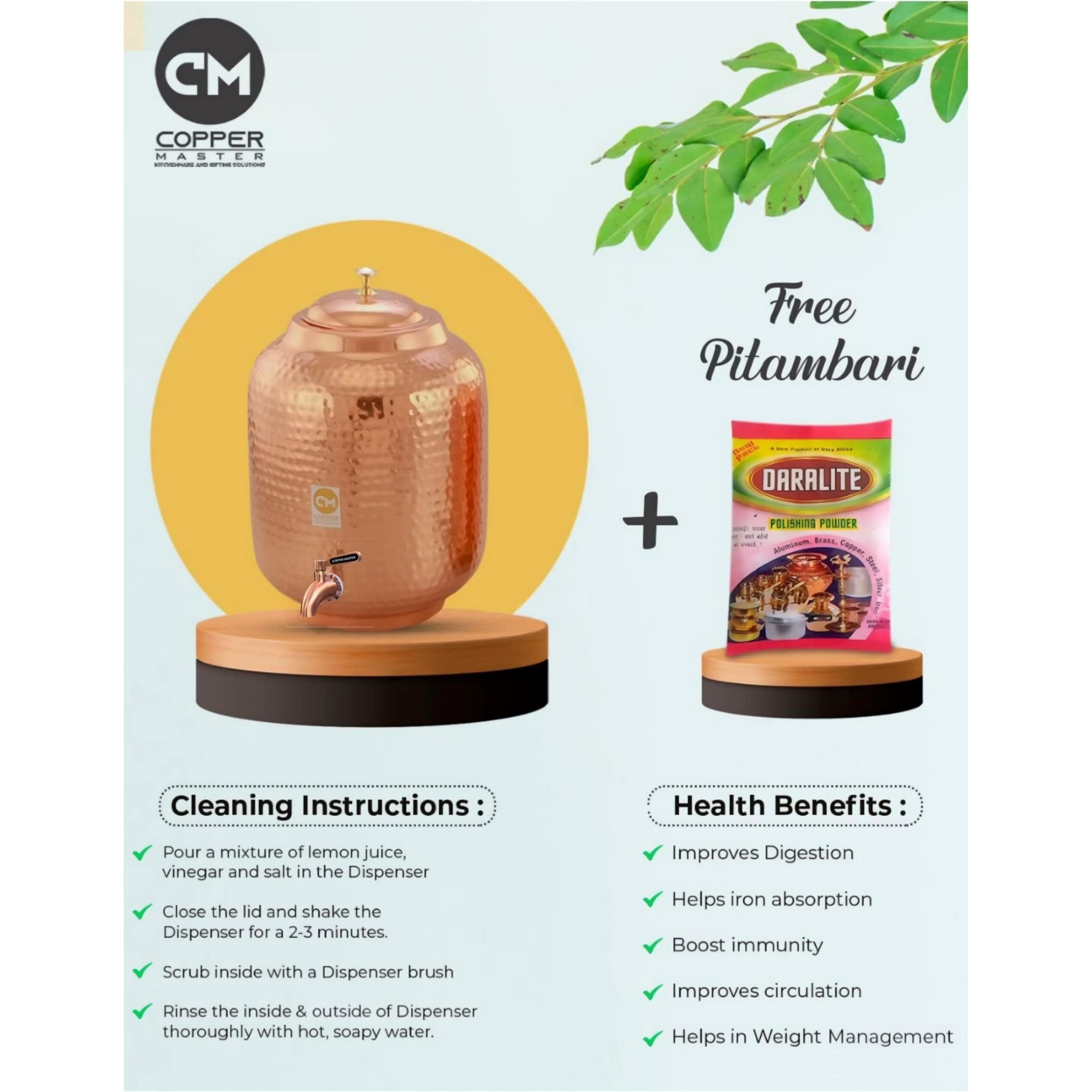 Copper Master 8 Litre Hammered Copper Water Dispenser (Matka) Container Pot With 4 Pure Copper Glasses With Pure Copper And Ayurvedic Health Benefits (8000 Ml + 1200 Ml)