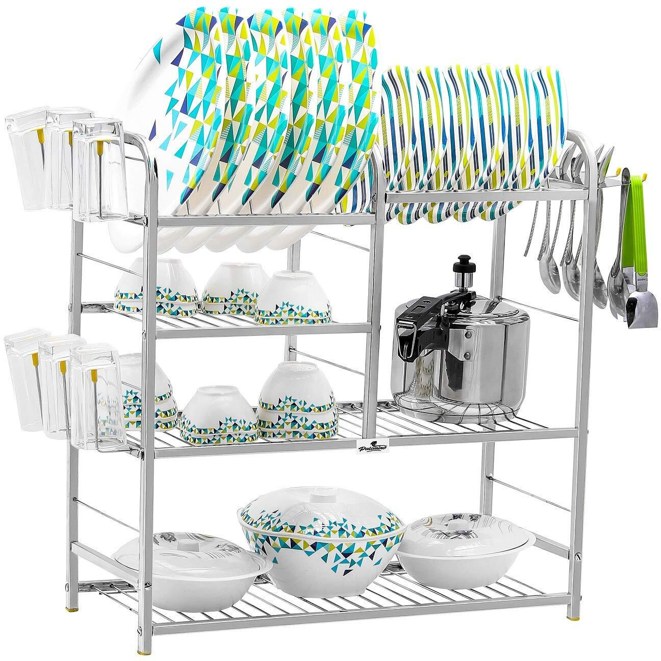 Palomino Polo 24 * 24 Inch Wall Mount Modern Kitchen Utensils Dish Rack Stainless Steel Kitchen Rack Utensil Rack Utensil Stand