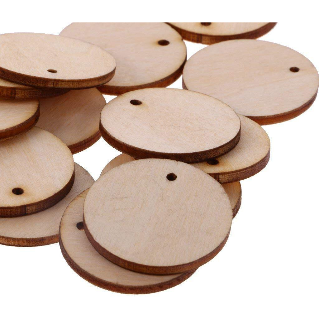 Buyist Unfinished Blank Round Wooden Hanging Tags (Pack Of 100)